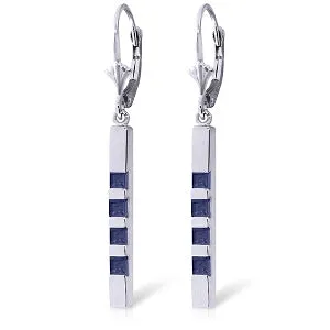 0.7 Carat 14K Solid White Gold Leverback Earringsbar Natural Sapphire