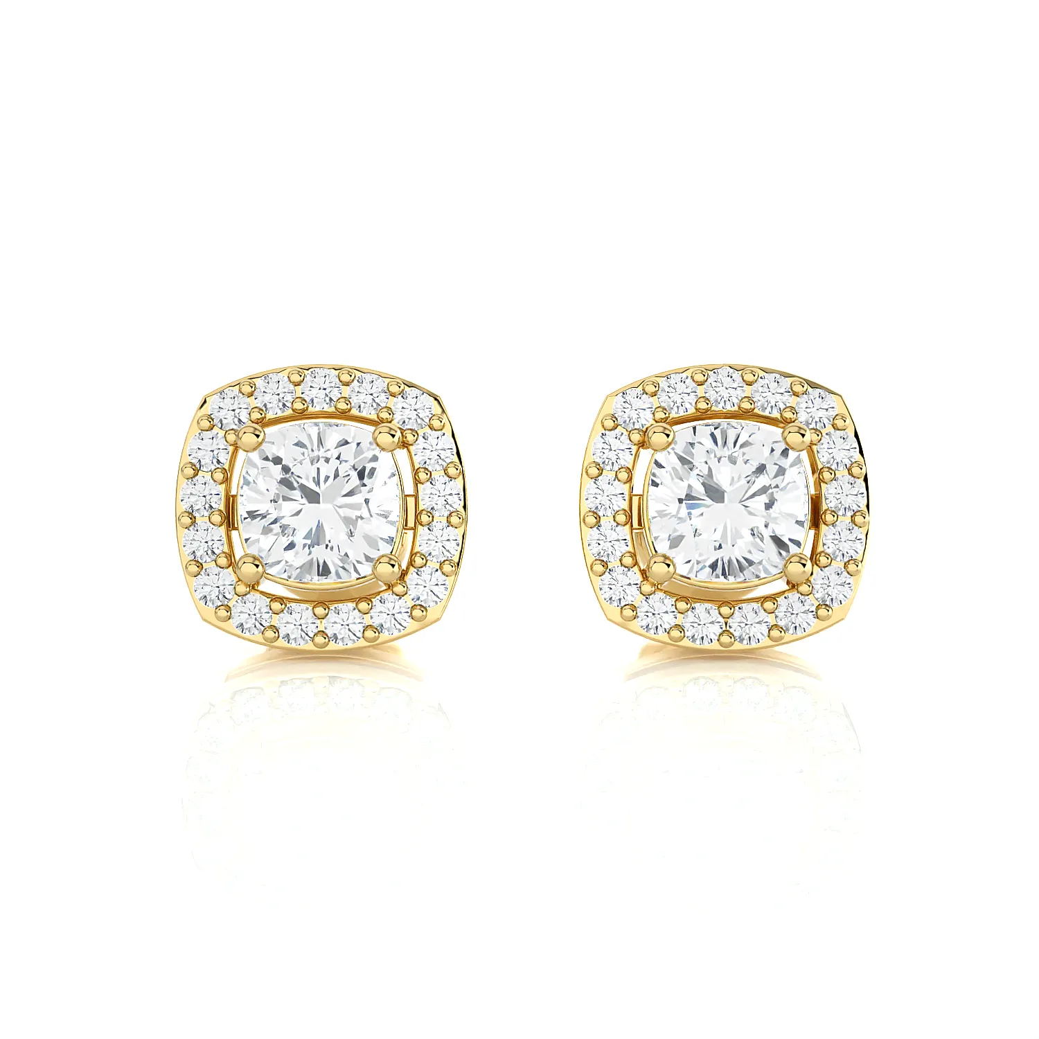 1 ctw Round Lab Grown Diamond Halo Stud Earrings