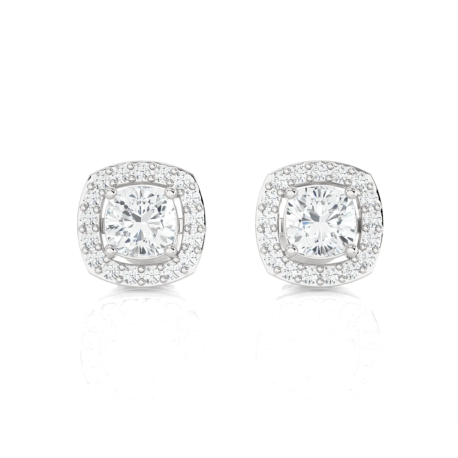 1 ctw Round Lab Grown Diamond Halo Stud Earrings