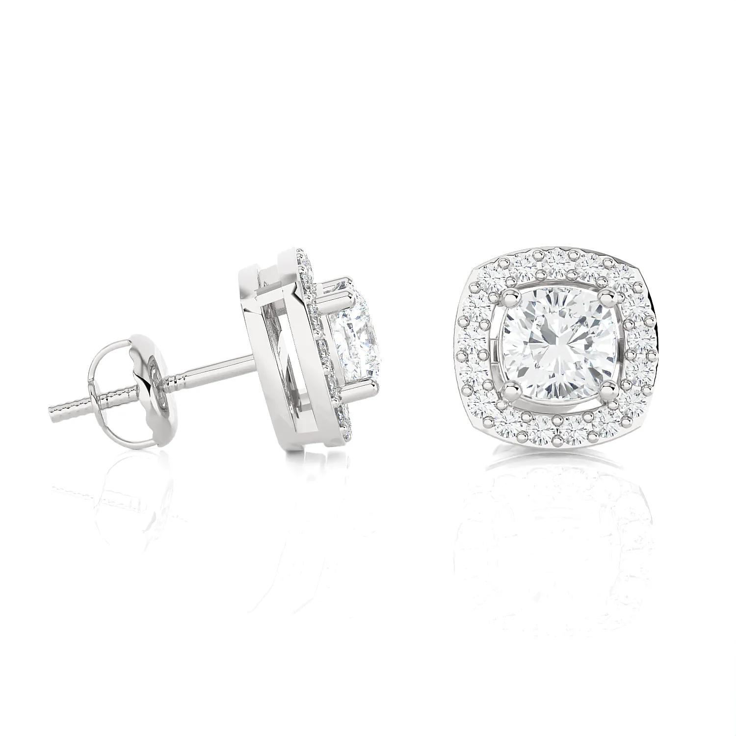 1 ctw Round Lab Grown Diamond Halo Stud Earrings