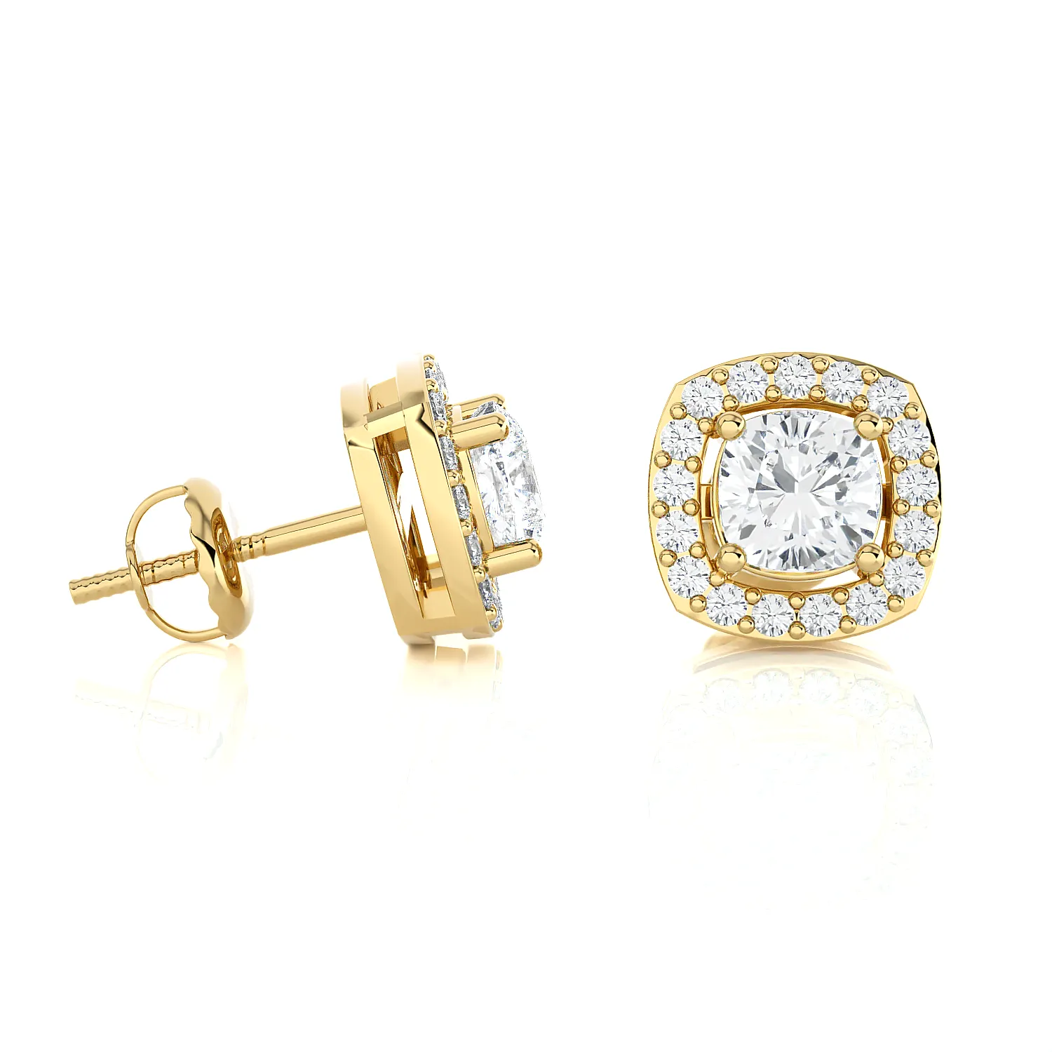 1 ctw Round Lab Grown Diamond Halo Stud Earrings