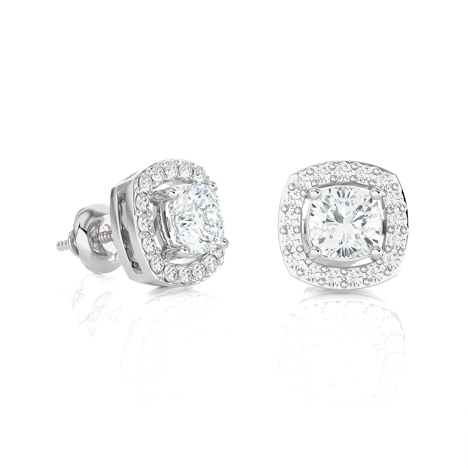 1 ctw Round Lab Grown Diamond Halo Stud Earrings