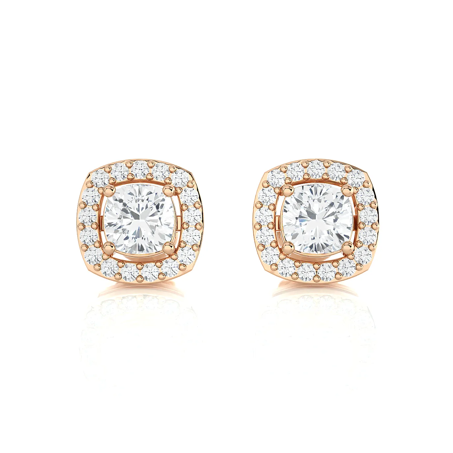 1 ctw Round Lab Grown Diamond Halo Stud Earrings