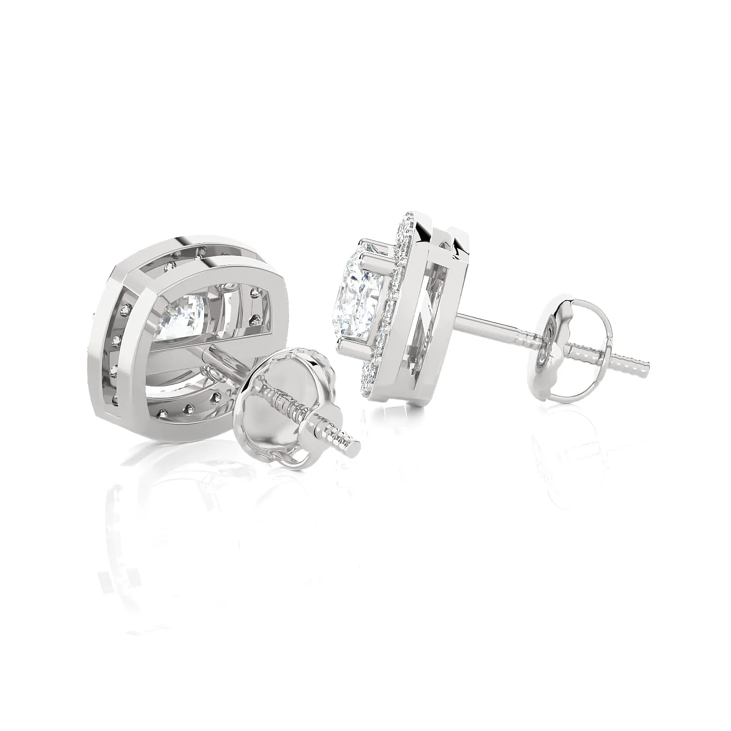 1 ctw Round Lab Grown Diamond Halo Stud Earrings