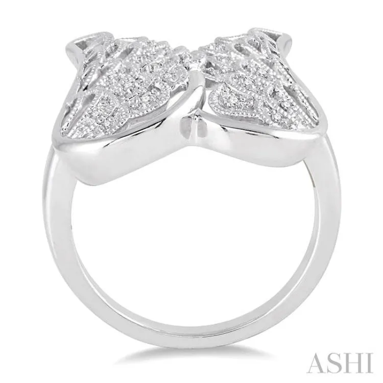 1/20 Ctw Round Cut Diamond Angel Wing Ring in Sterling Silver