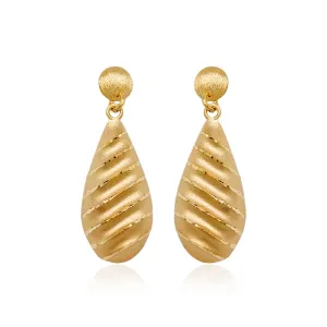 14K Brushed Gold Teardrop Earrings