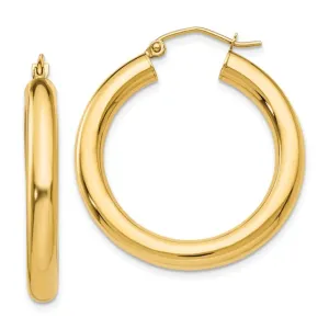 14K Gold 4MM Medium Tube Hoops Earrings