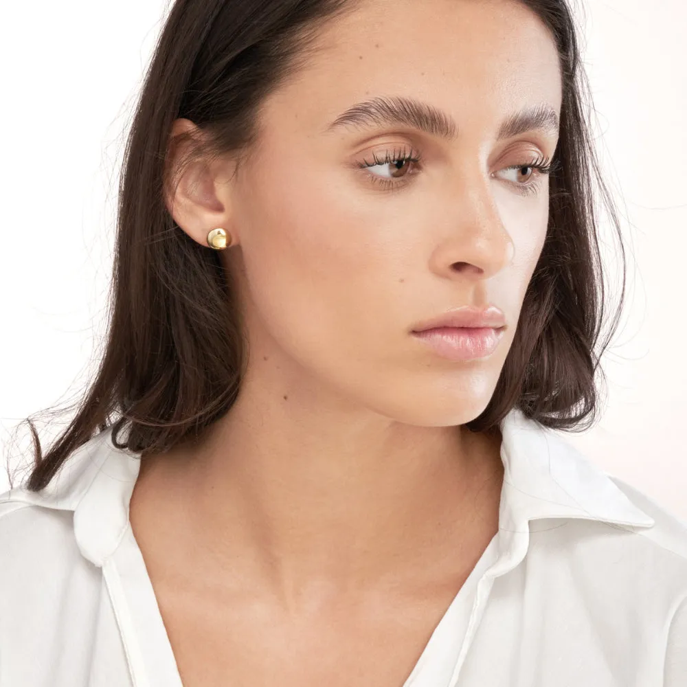 14k Gold Button Stud Earrings