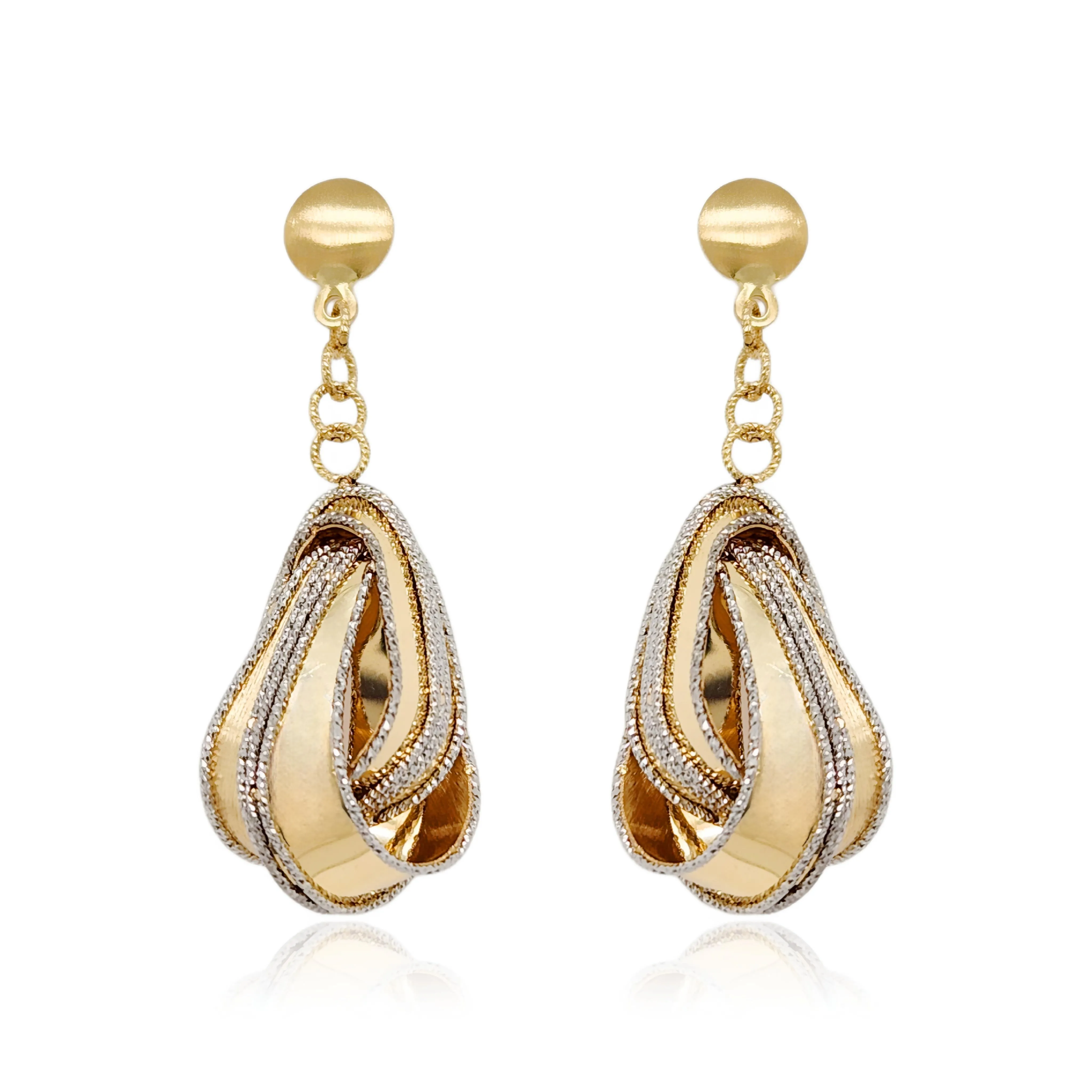 14K Gold Interlocking Teardrop Earrings