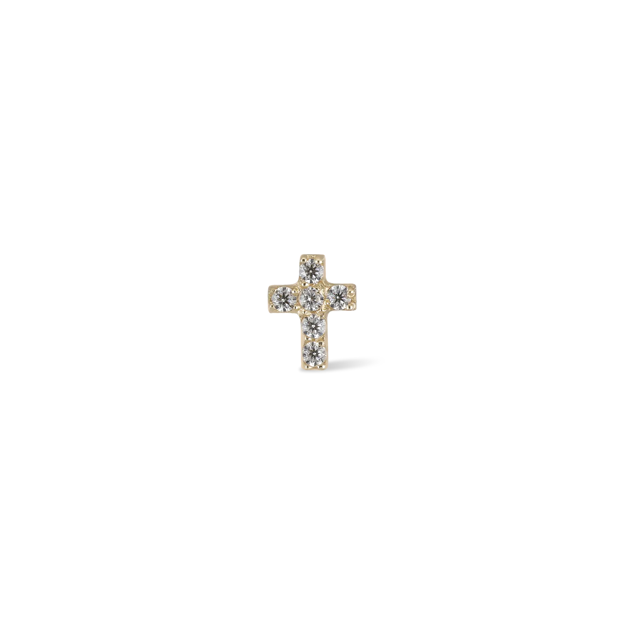 14K Gold Tiny Cross Internally Threaded