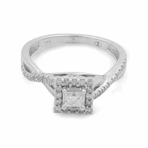 14K White Gold Bridal Woman Ring with Diamonds