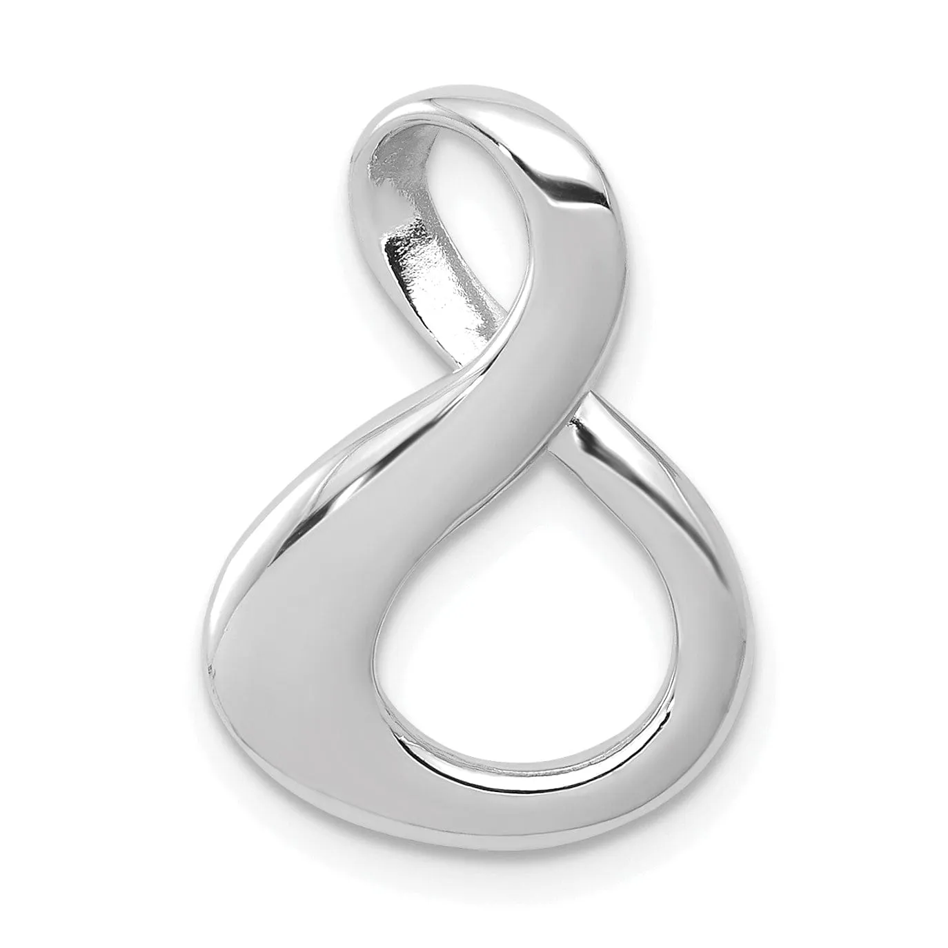 14K White Gold Infinity Style Design Omega Slide Pendant fits upto 6 mm Chain