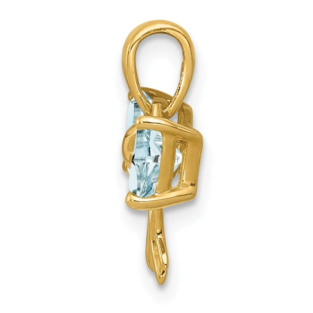 14k Yellow Gold Aquamarine Birthstone Pendant