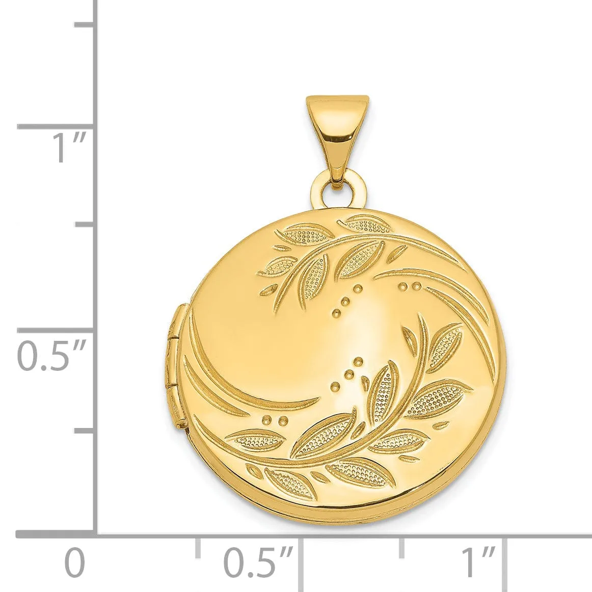 14k Yellow Gold Round Leaf Floral Locket