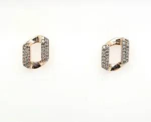 14KY Pave Link Diamond Stud Earring Pair 0.08ctTW