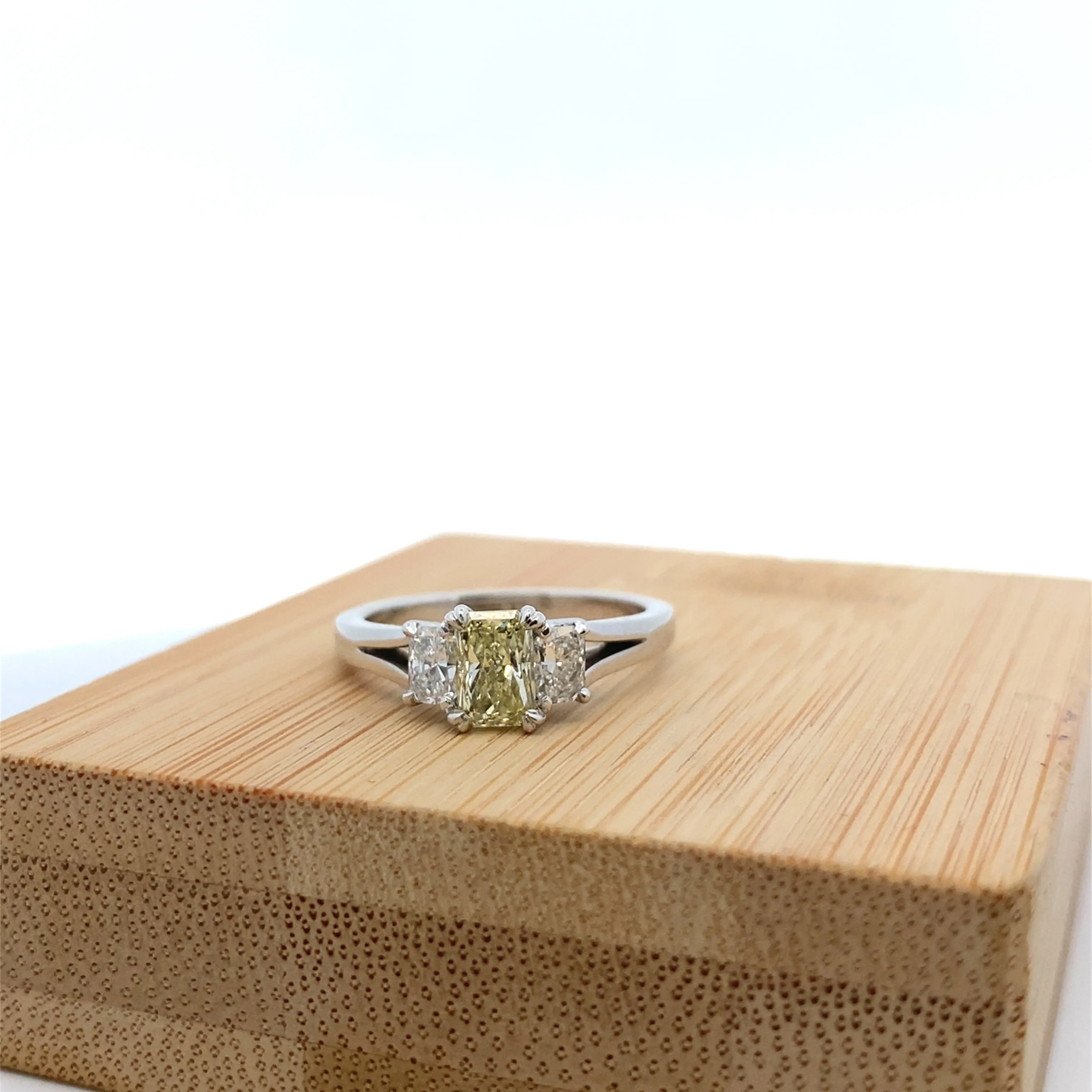 18ct White Gold 1.14ct White & Yellow Diamond Trilogy Ring