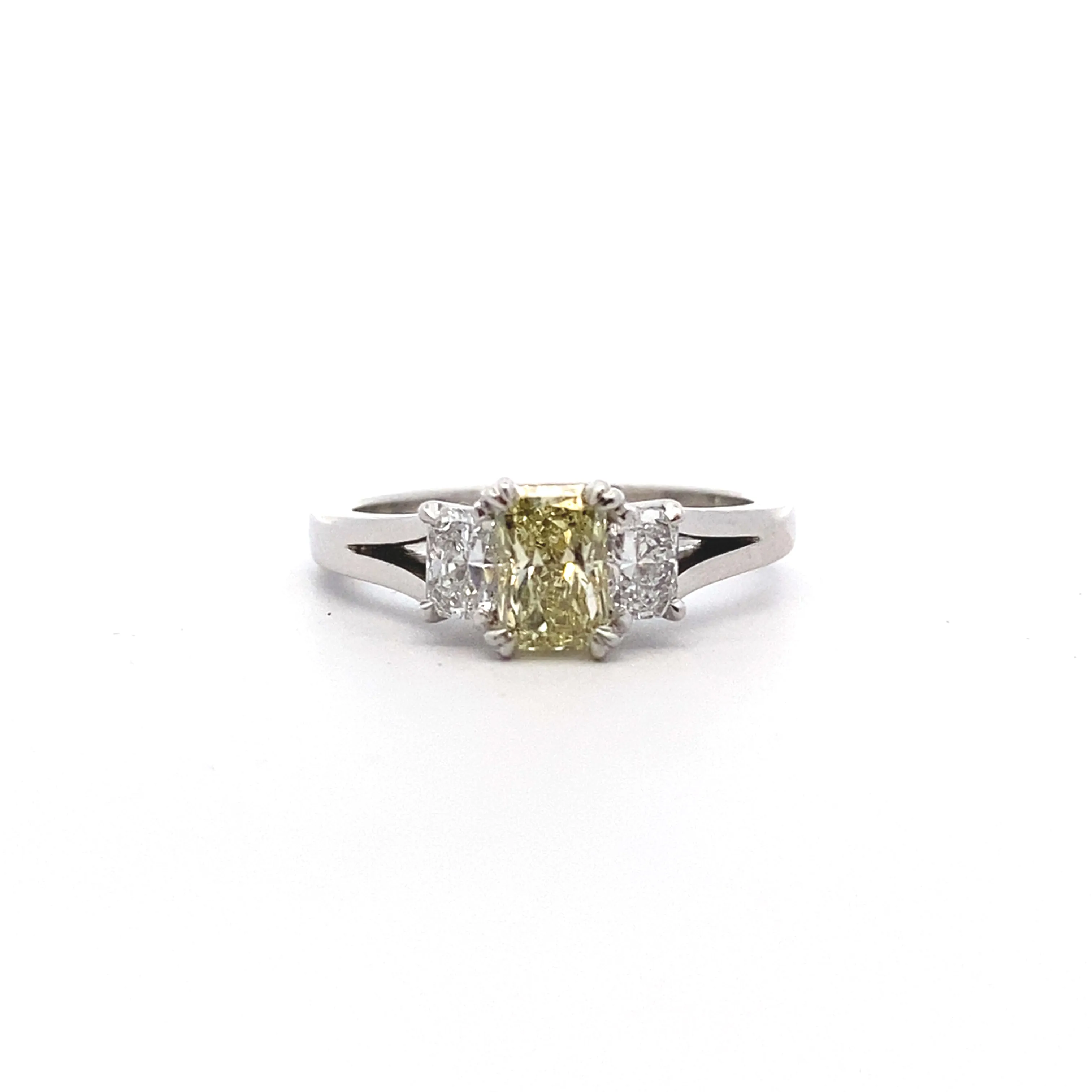 18ct White Gold 1.14ct White & Yellow Diamond Trilogy Ring