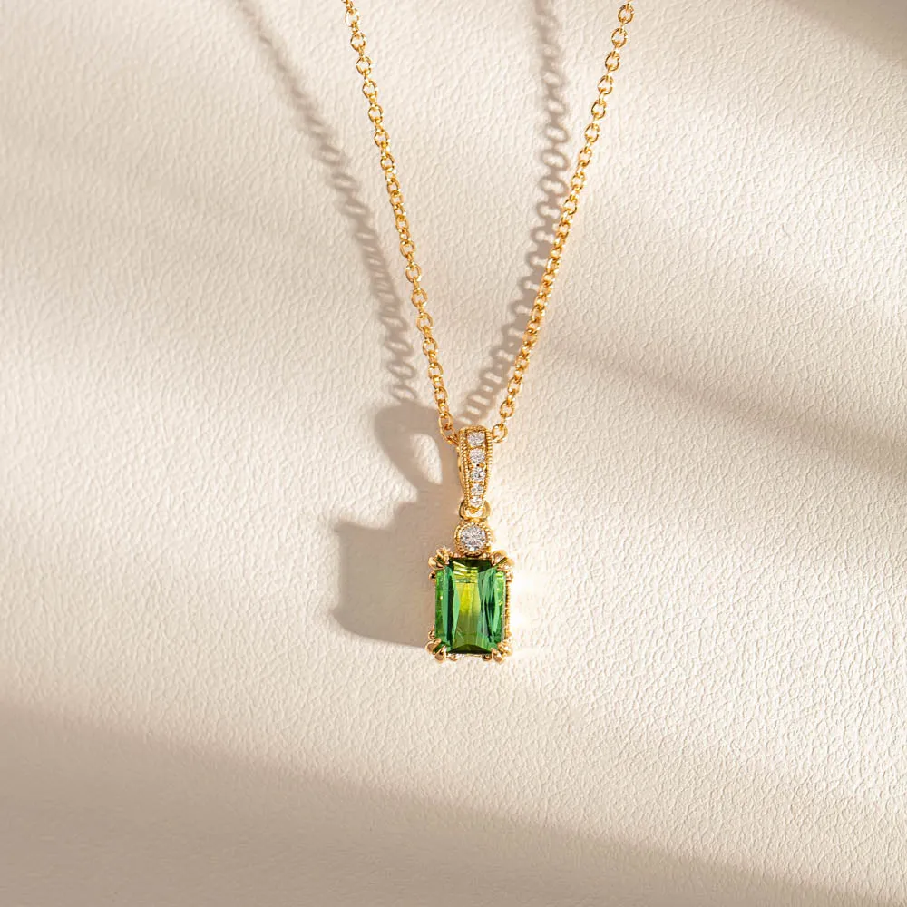 18ct  Yellow Gold Tourmaline & Diamond Romanov Pendant