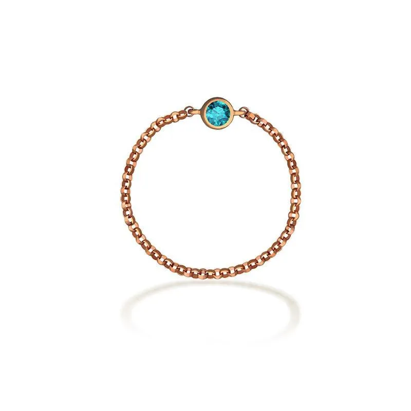 18K Gold Birthstone Chain Ring