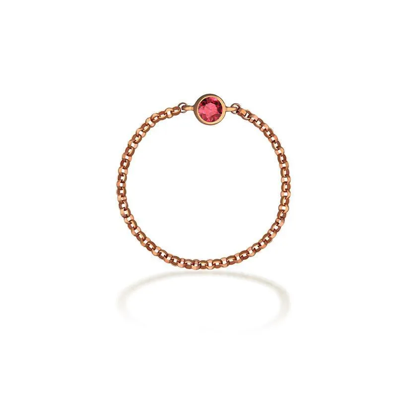 18K Gold Birthstone Chain Ring