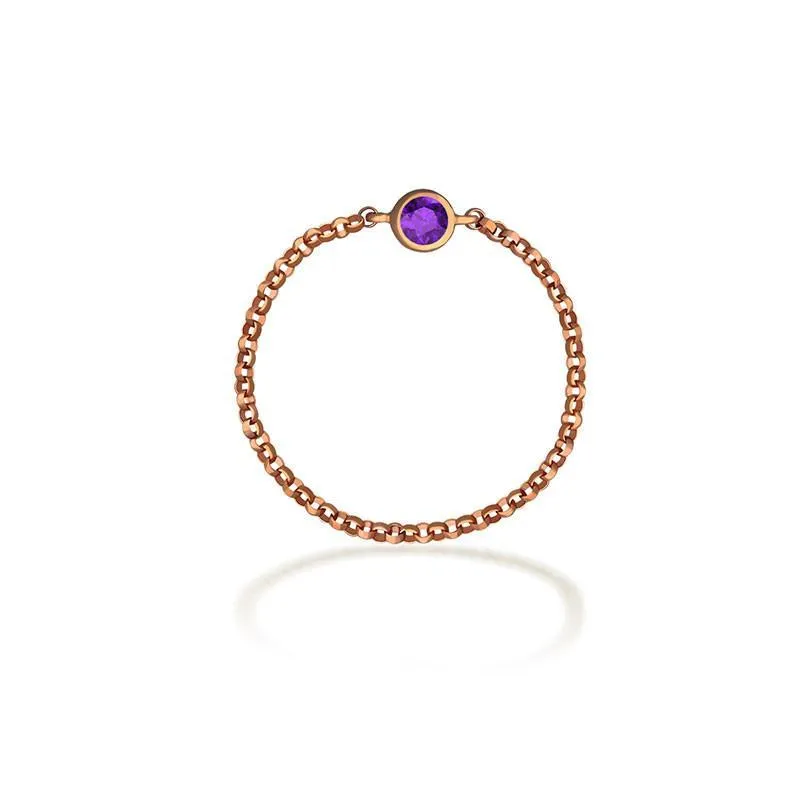 18K Gold Birthstone Chain Ring