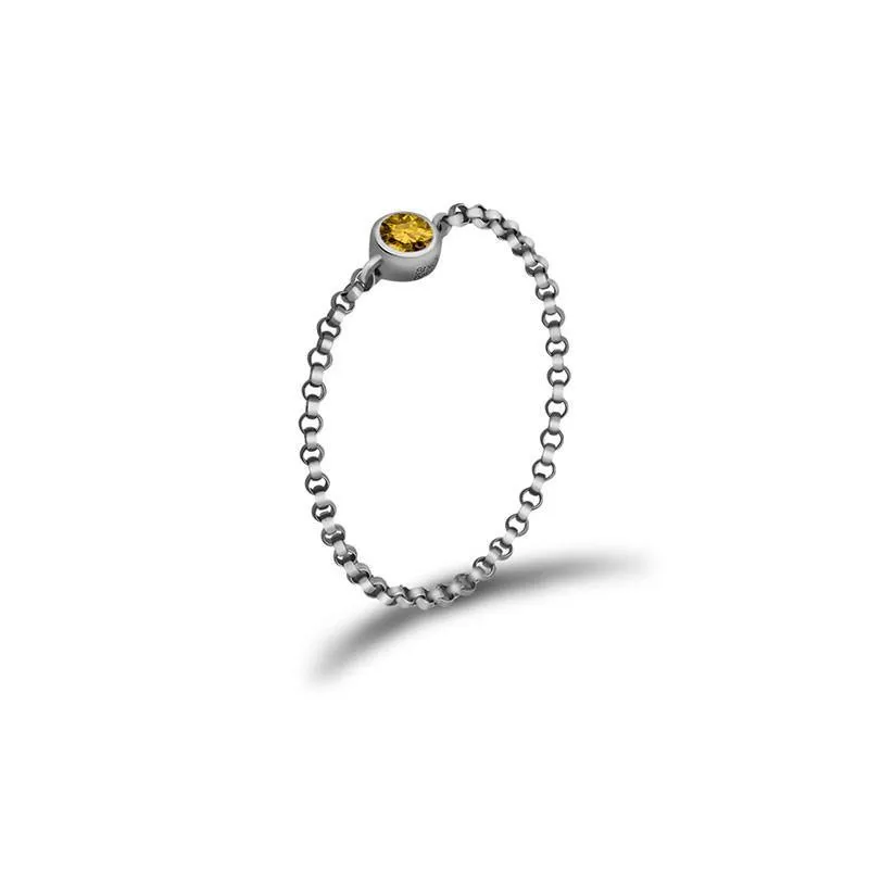 18K Gold Birthstone Chain Ring