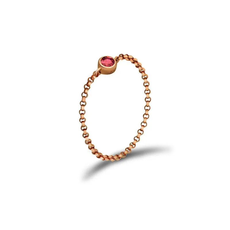 18K Gold Birthstone Chain Ring