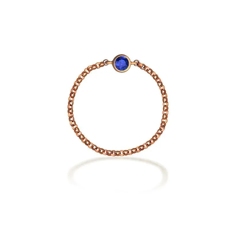 18K Gold Birthstone Chain Ring