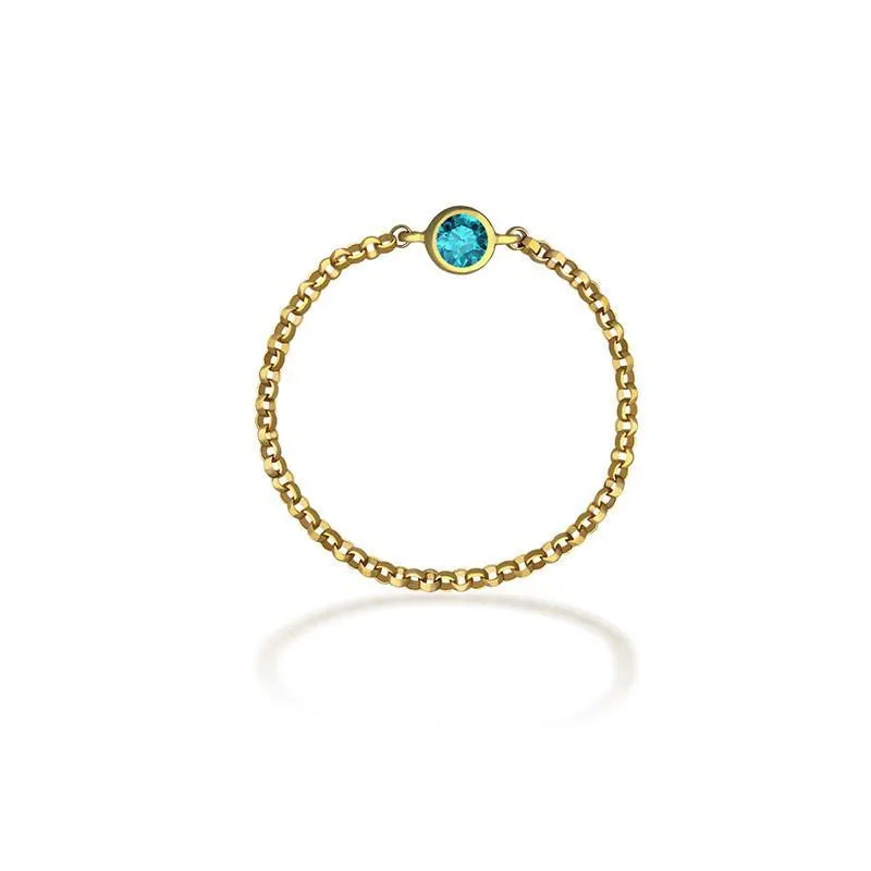 18K Gold Birthstone Chain Ring