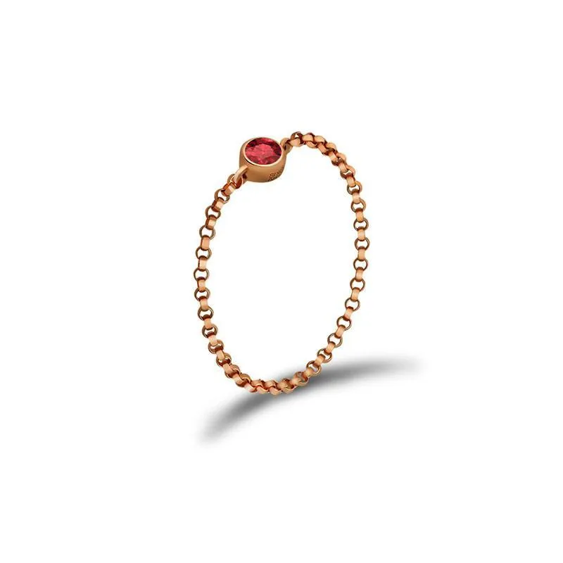 18K Gold Birthstone Chain Ring