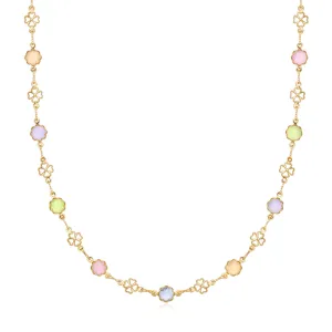 18K Gold Plated Multicolor Flower Necklace