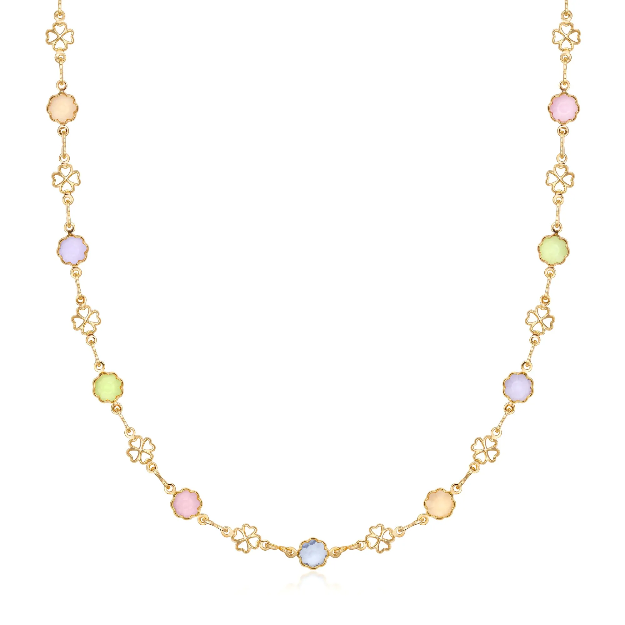 18K Gold Plated Multicolor Flower Necklace