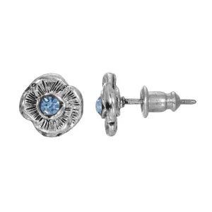 1928 Jewelry Blue Crystal Flower Stud Earrings