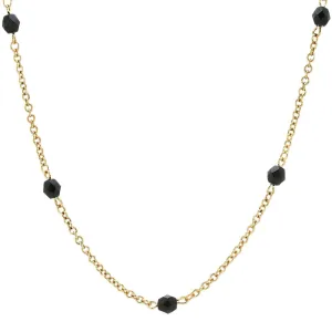 1928 Jewelry Jet Black Faceted Glass Beaded Necklace 32