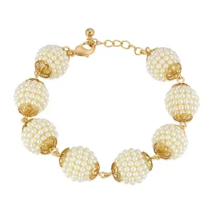 1928 Jewelry Multi Round Seeded Faux Pearl Ball Bracelet