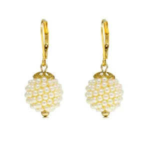 1928 Jewelry Single Seeded Faux Pearl Ball Drop Earrings