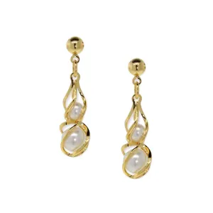 1928 Jewelry Twisted Faux Pearl Post Drop Earrings