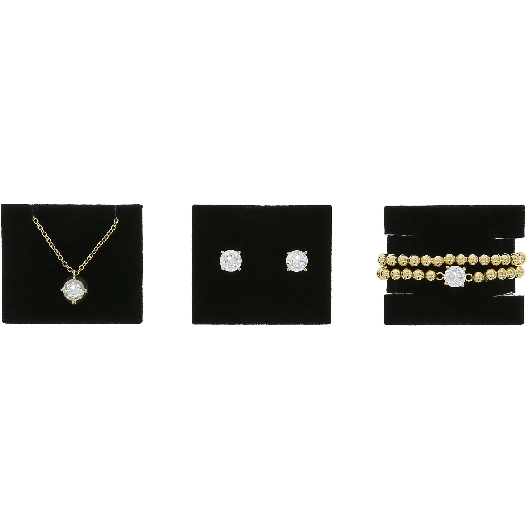 3 Days of Gold Sparkle 18K Gold Plated Cubic Zirconia Necklace, Bracelet, and Earrings Set