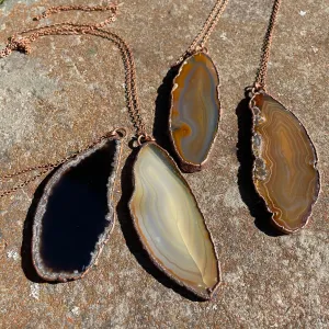 30" Agate Slice Necklace on Copper Chain by Hawkhouse