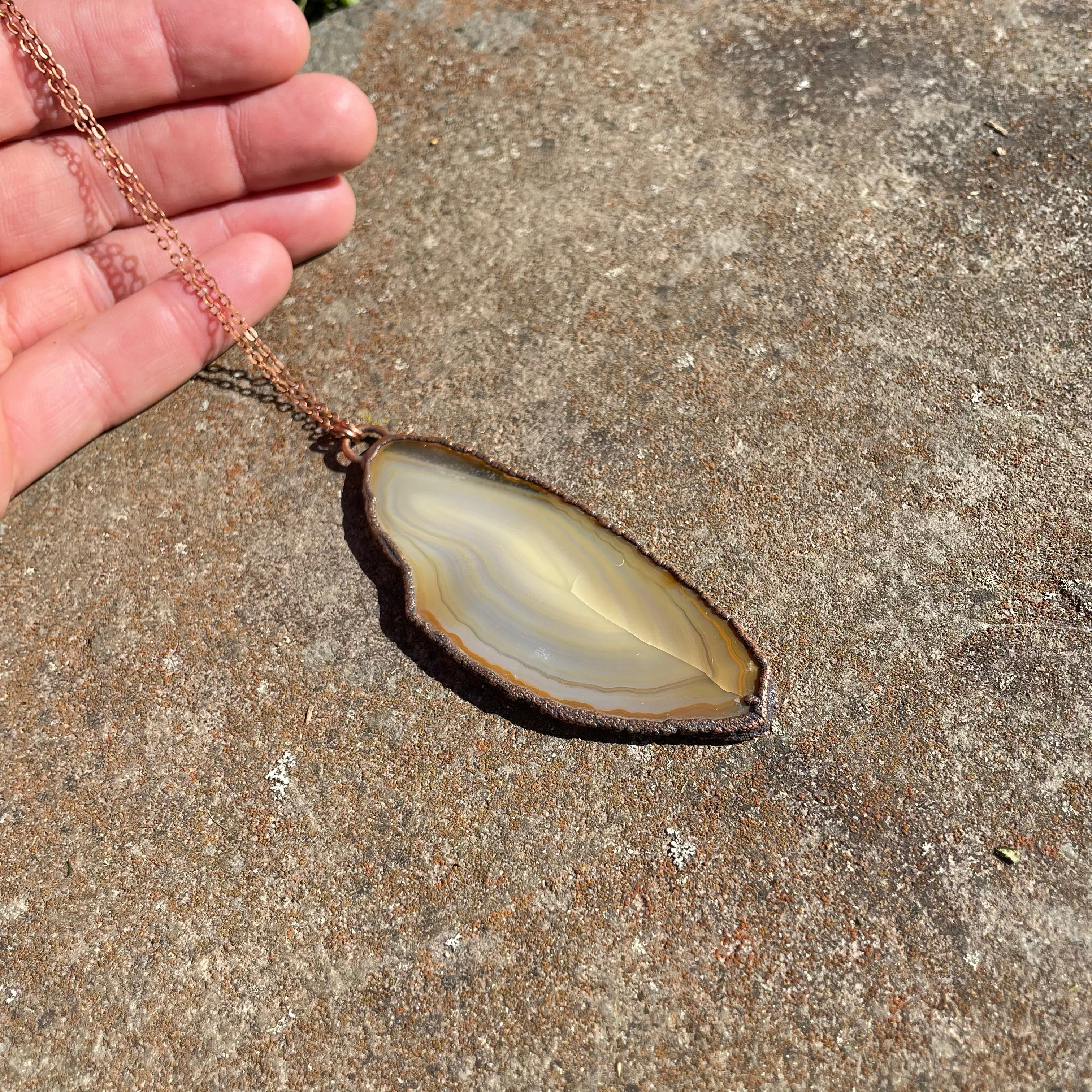 30" Agate Slice Necklace on Copper Chain by Hawkhouse