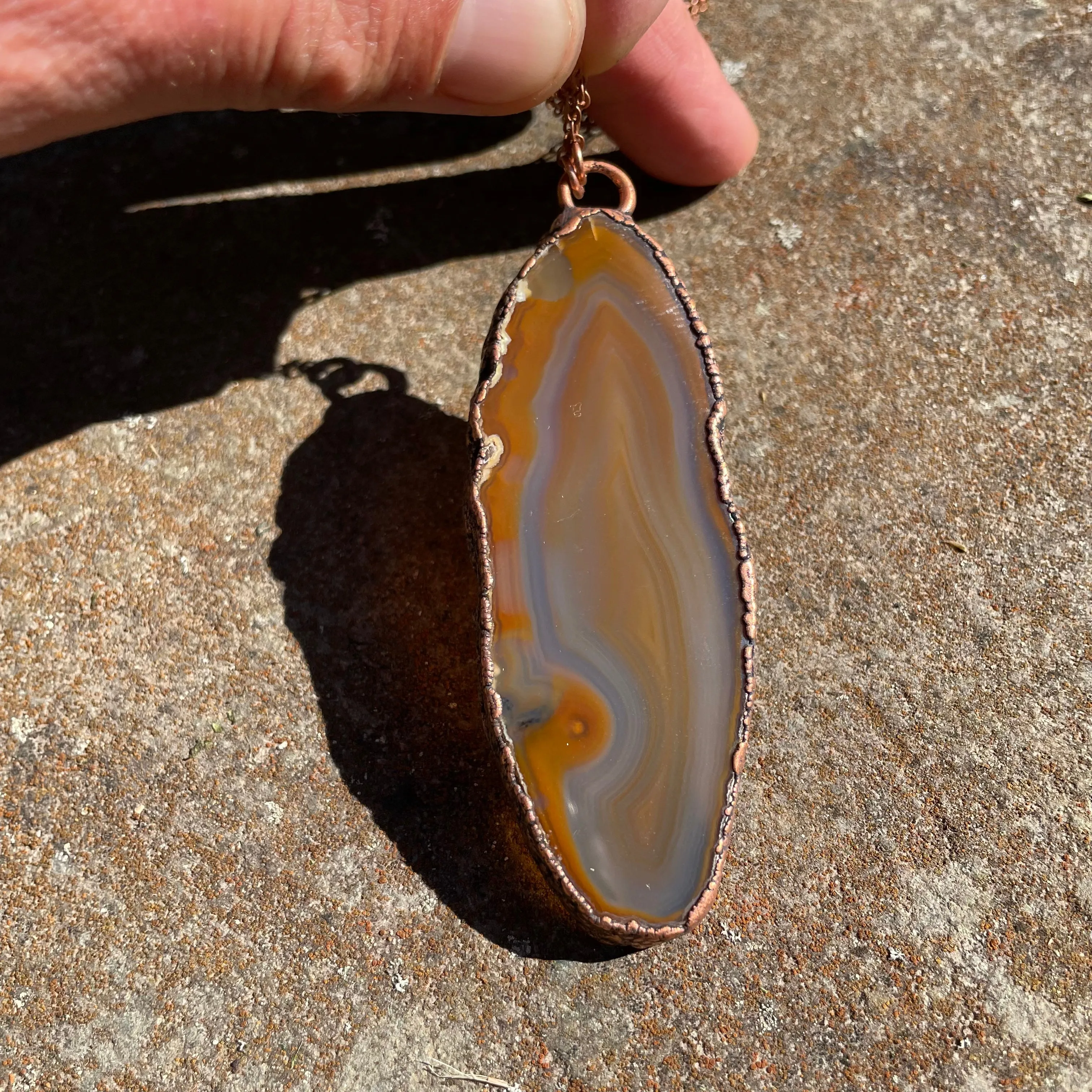 30" Agate Slice Necklace on Copper Chain by Hawkhouse