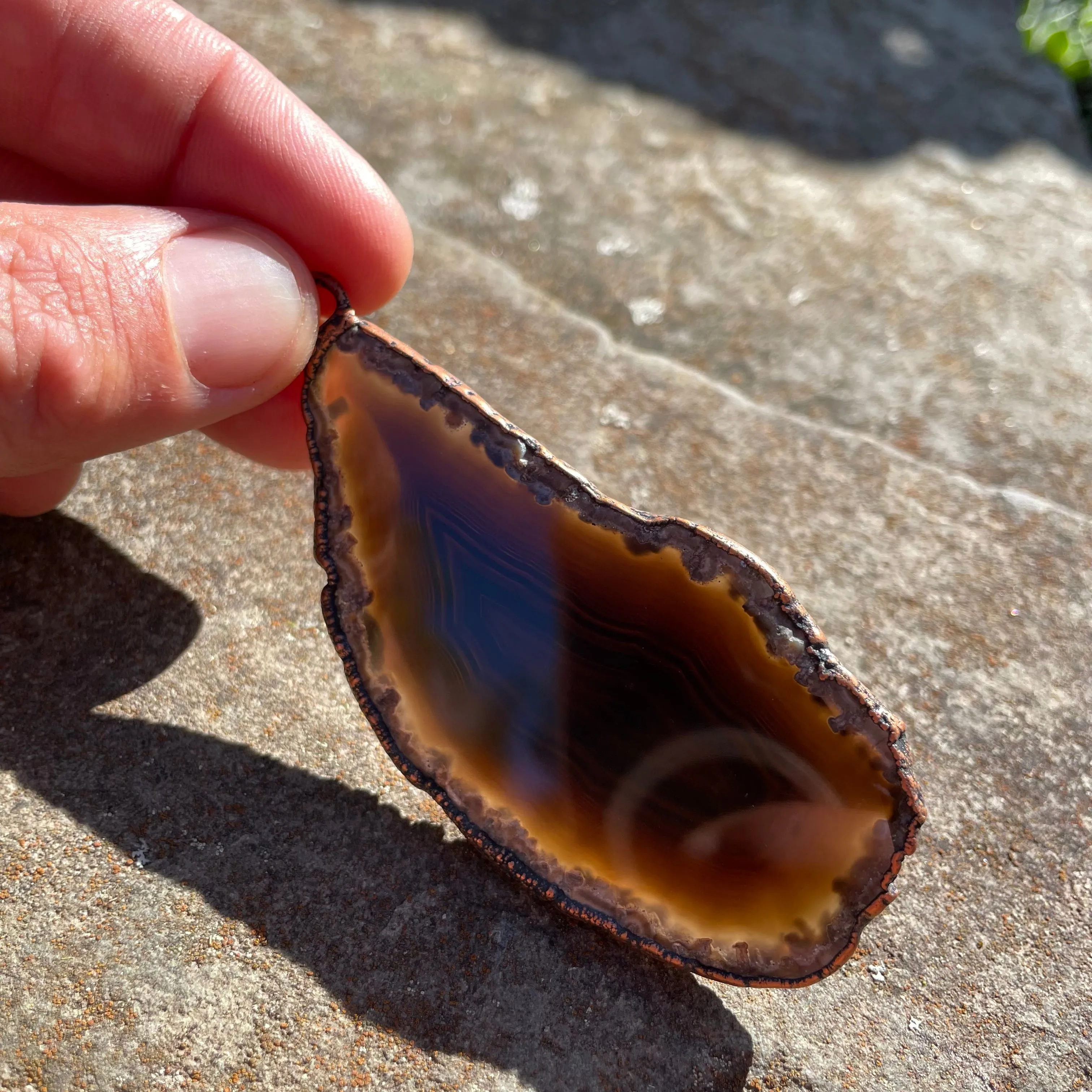 30" Agate Slice Necklace on Copper Chain by Hawkhouse