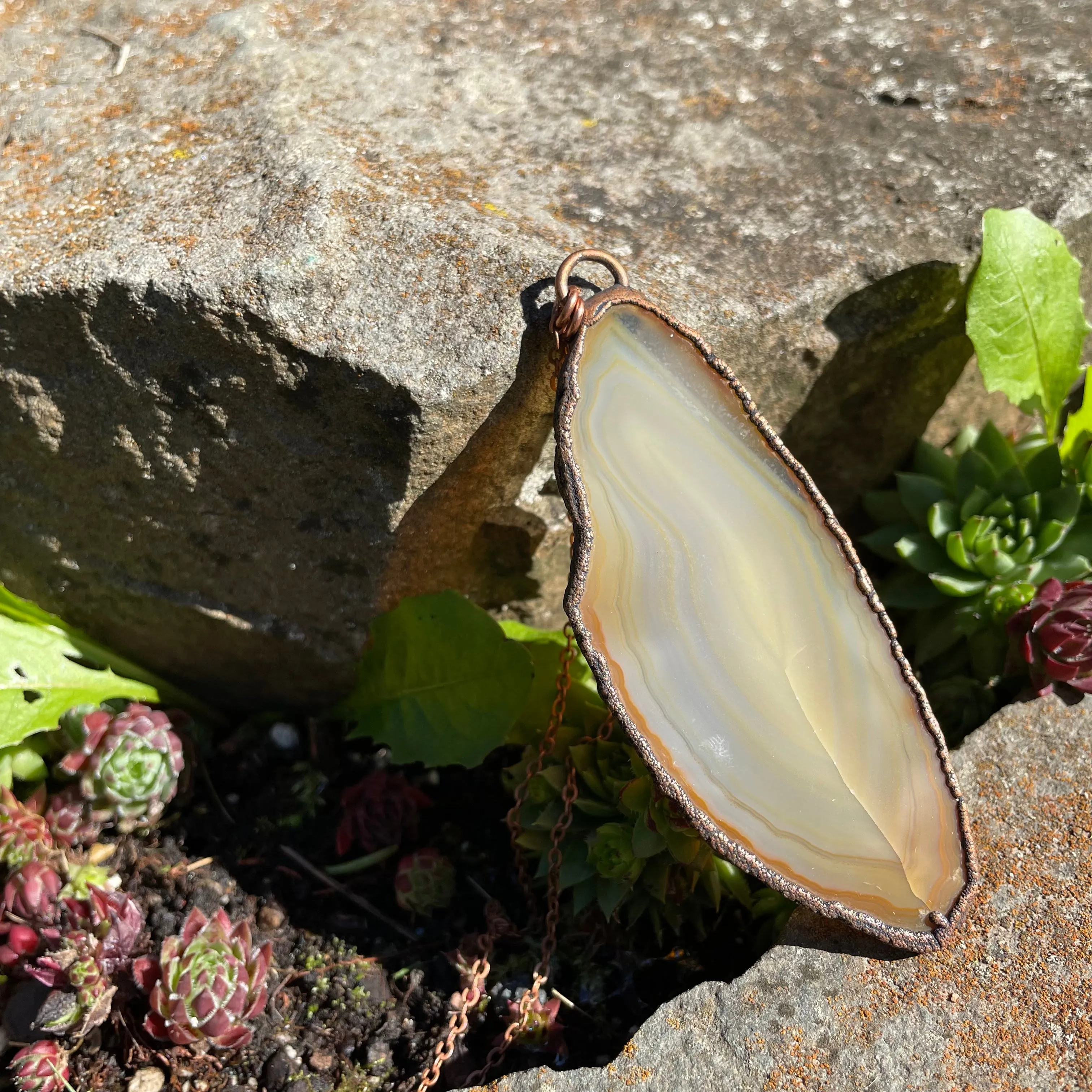 30" Agate Slice Necklace on Copper Chain by Hawkhouse