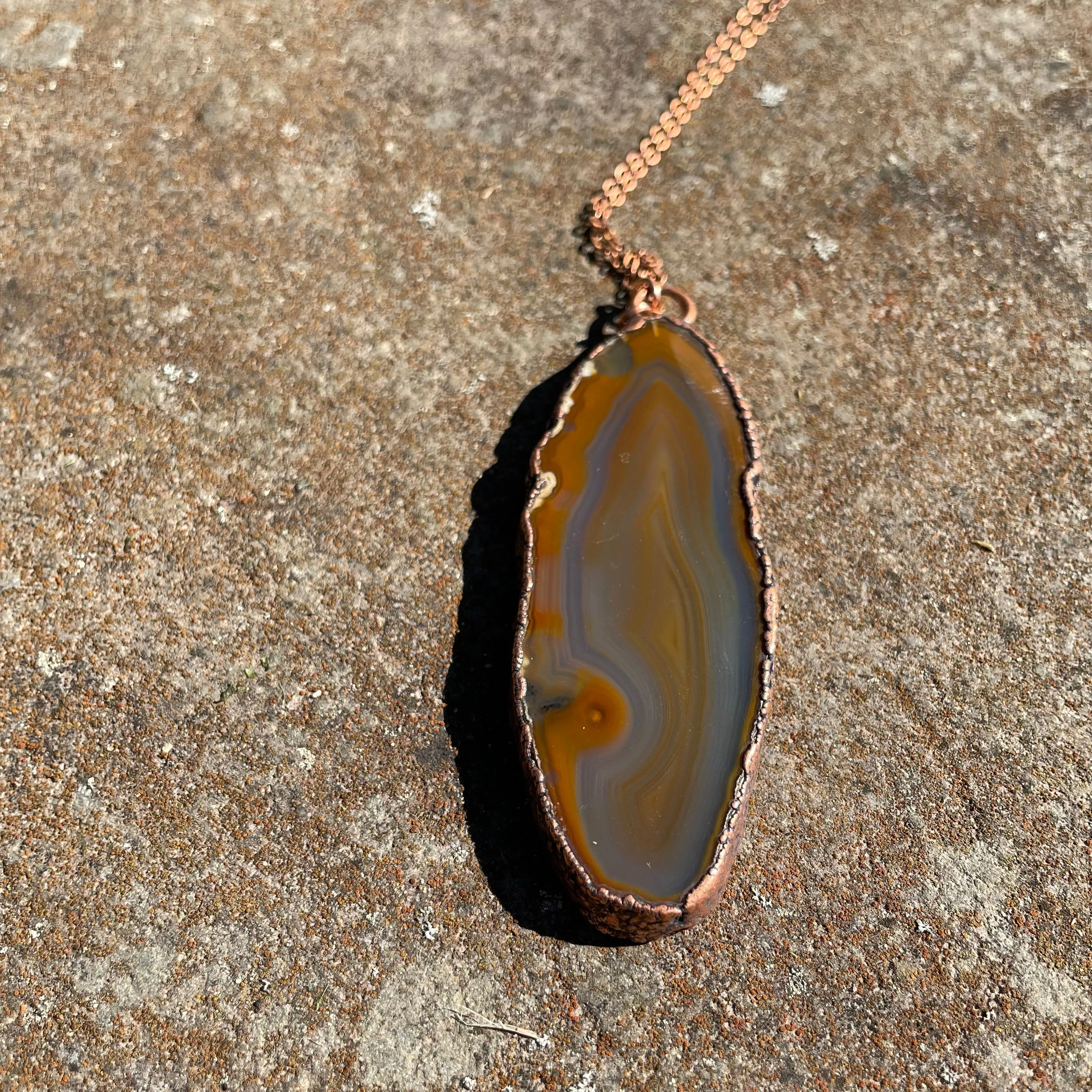 30" Agate Slice Necklace on Copper Chain by Hawkhouse