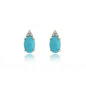 9ct Yellow Gold Diamond And Turquoise Earrings