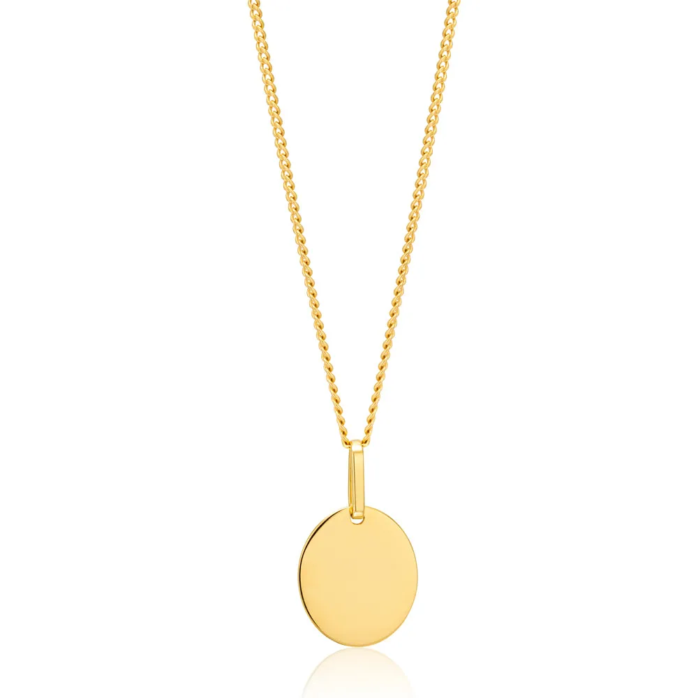 9ct Yellow Gold Plain Oval Pendant