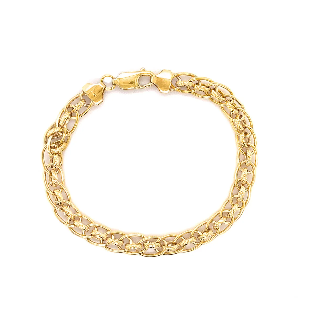 9K Yellow Gold 7mm Textured. Rollerball Bracelet