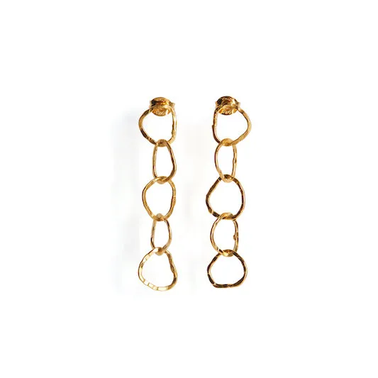 Afiok signature five link stud earrings recycled 24kt yellow gold vermeil