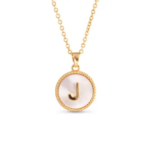 AMANDA BLU - GOLD MOTHER OF PEARL INITIAL NECKLACE - J - 18K GOLD DIPPED