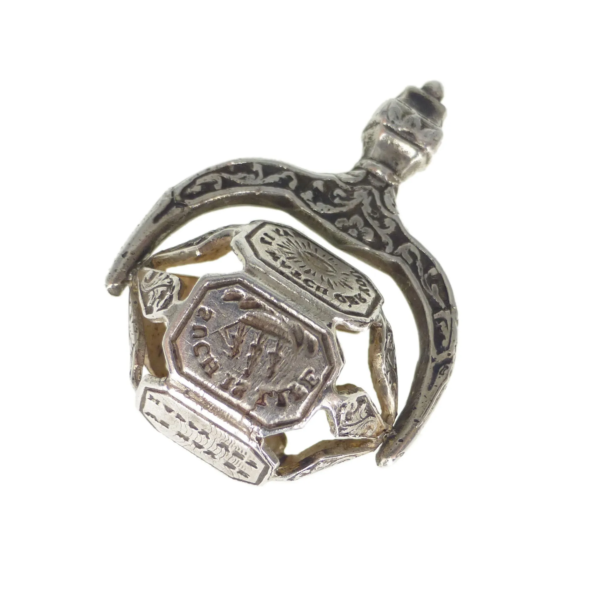 Antique Victorian Spinning Intaglio Wax Seal Pendant